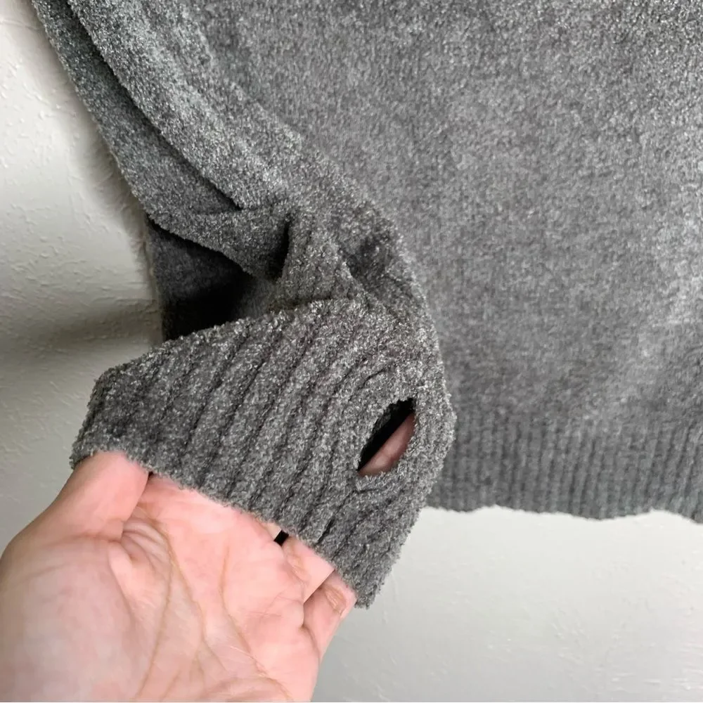 Athleta cuddle up cozy draped neckline chenille pullover sweater dark taupe‎